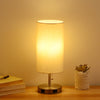 USB Table Lamp Bedside Night Light Solid Wood LED Desk Lamp Bedroom Night Light with Cloth Lampshade
