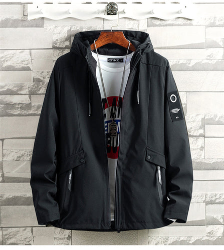 Spring And Autumn Fattening Plus Size Hooded Windbreaker