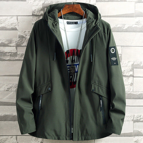 Spring And Autumn Fattening Plus Size Hooded Windbreaker