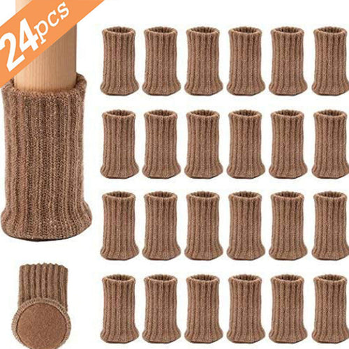 24 PCS Knitted Chair Leg Socks High Elastic Furniture Socks Pads Non-Slip Furniture Feet Caps Covers for Protect Floor