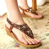 40-42 Plus Size Women's Sandals Wedge Gold
