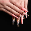 Artistic Pink Smoke Pattern Fake Nail Patch, Long Coffin Type A European And American Ballet Type A Boxed