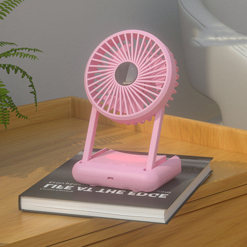 23 Hours Mini Silent Handheld Fan LED Night Light Fan Desktop Folding Small Electric Fan Portable Fan
