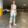 High Waist Straight Print Slim Street Trend All-match Casual Pants