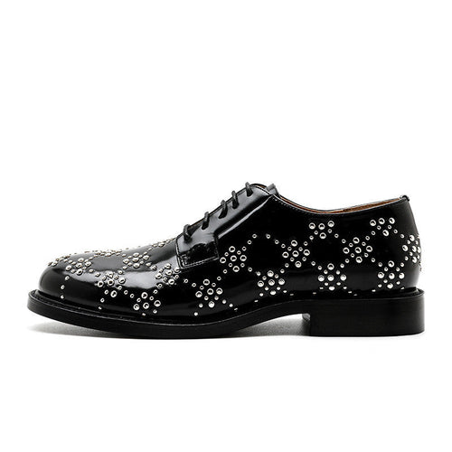 RED Leather Rivets British Style AUTHENTIC Small Leather Shoes FOR Women