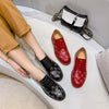 RED Leather Rivets British Style AUTHENTIC Small Leather Shoes FOR Women