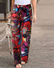 Autumn Fashion Printed Loose Pants Elastic Belt Wide Leg Pants