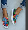 Large Size Women's Shoes Snake Skin Stitching Printed Flat Canvas Shoes Women