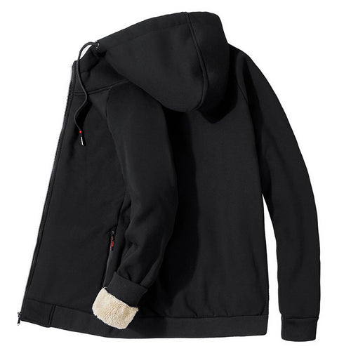 Men's New Hooded Plus Velvet Plus Size Cardigan Sweater Zipper Top