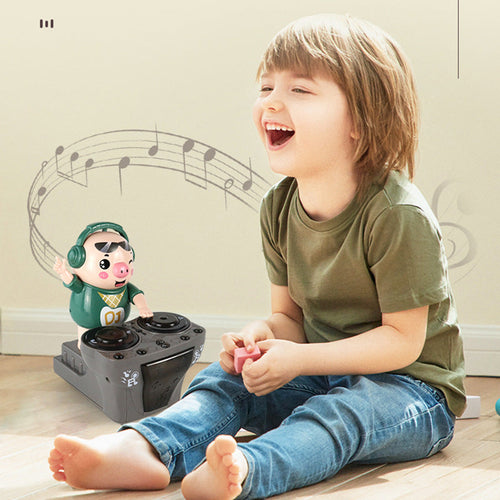 New Electric DJ Playing DJ Piggy Swing Bar Colorful Lighting Dynamic Music Rock Pig Children's Toys Wholesale