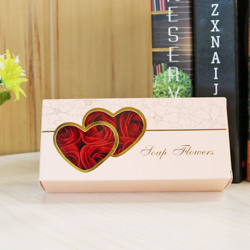 10 Artificial Rose Soap Flower Wedding Gift Box
