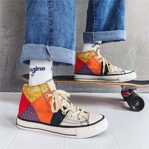 Men's High Top Shoes Hong Kong Style Canvas Shoes