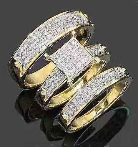 Wish Cross-border New Product Couple Three-piece Ring