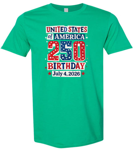 USA 250th Birthday Adult Gildan Soft Shirt