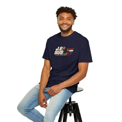 Jesus Retro Graphic T-Shirt — “J.E.SUS The  Real Eternal Hero” Christian Vintage Tee