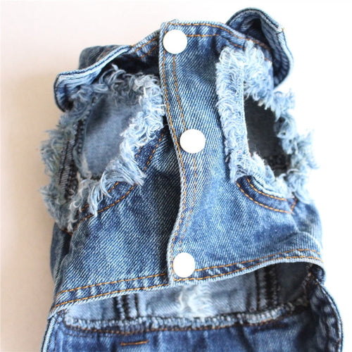 Pet Dog Cat Blue Denim Jeans Jacket Coat Vest