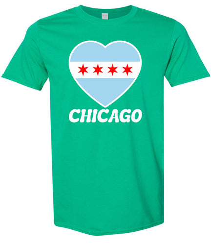 Chicago Heart Flag Adult Gildan Soft Shirt