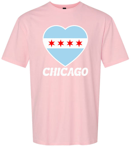 Chicago Heart Flag Adult Gildan Soft Shirt
