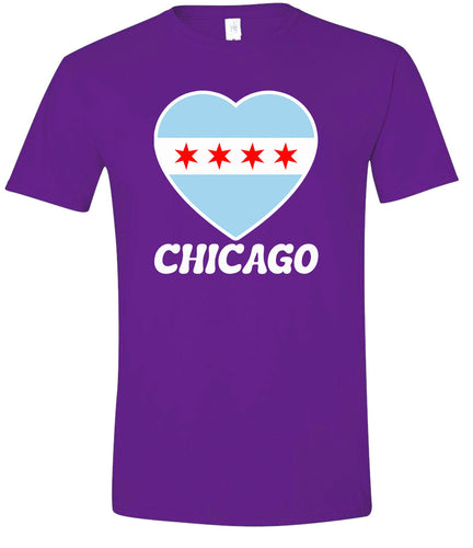 Chicago Heart Flag Adult Gildan Soft Shirt
