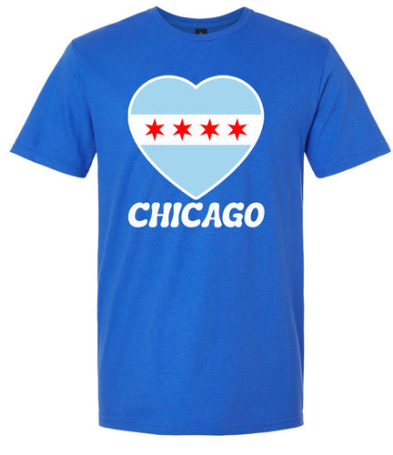 Chicago Heart Flag Adult Gildan Soft Shirt