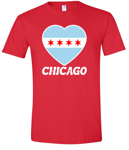 Chicago Heart Flag Adult Gildan Soft Shirt