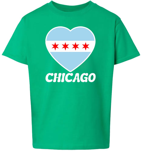 Chicago Heart Flag Children's Gildan Soft Shirt