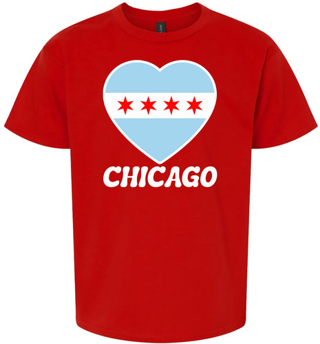 Chicago Heart Flag Children's Gildan Soft Shirt