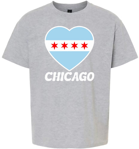 Chicago Heart Flag Adult Gildan Soft Shirt