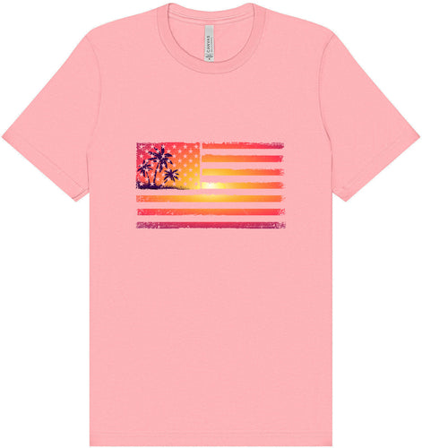 Beach American Flag Adult Bella Canvas Shirt
