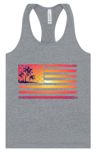 Beach American Flag Women's Racerback Tank