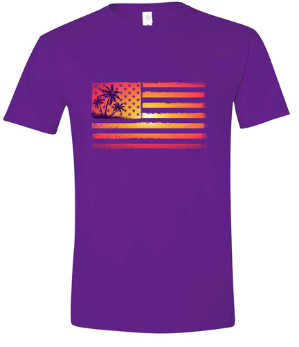 Beach American Flag Adult Gildan Soft Shirt