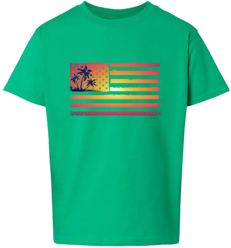 Beach American Flag Children's Gildan Soft Shirt