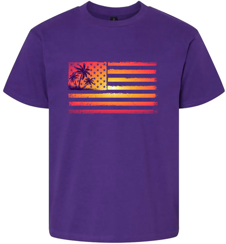 Beach American Flag Children's Gildan Soft Shirt