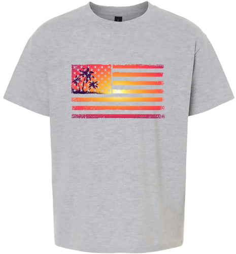 Beach American Flag Children's Gildan Soft Shirt