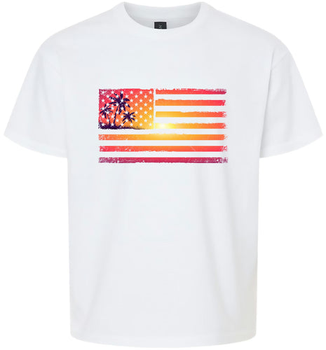 Beach American Flag Children's Gildan Soft Shirt