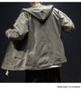 Men's plus size loose hooded drawstring jacket