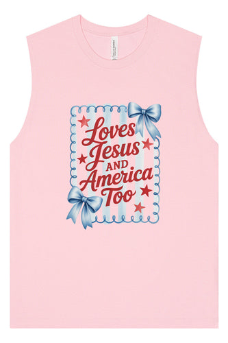 Loves Jesus and America Too Muscle Tank