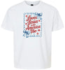 Loves Jesus and America Too Children's Gildan Soft Shirt