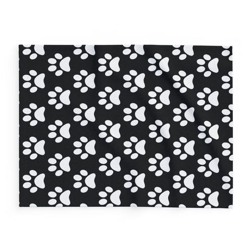 Cozy Paw Print Arctic Fleece Dog Blanket