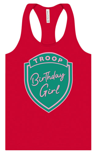 Troop Birthday Girl Women's Racerback Tank