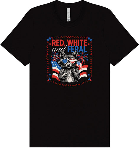 Red, White, Feral Adult Bella Canvas Shirt