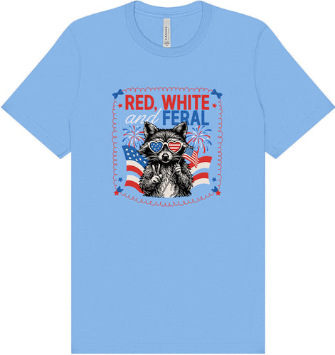 Red, White, Feral Adult Bella Canvas Shirt
