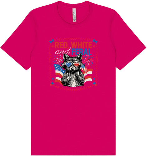 Red, White, Feral Adult Bella Canvas Shirt