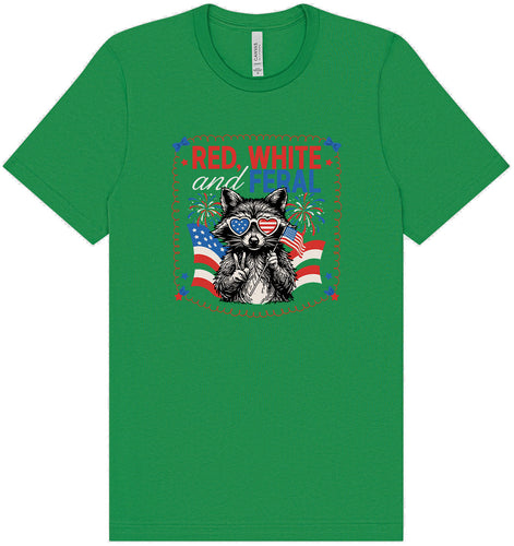 Red, White, Feral Adult Bella Canvas Shirt