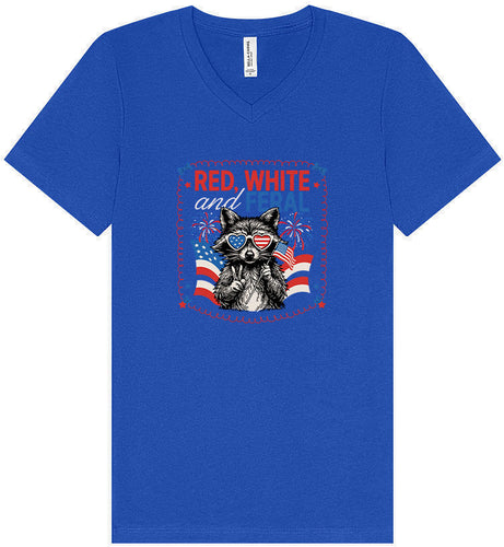 Red, White, Feral Unisex V-Neck Shirt