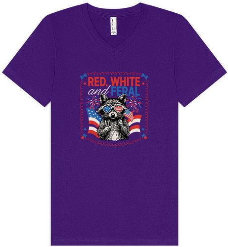 Red, White, Feral Unisex V-Neck Shirt