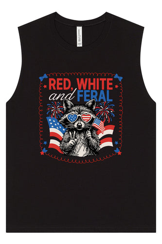 Red, White, Feral Muscle Tank