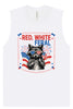 Red, White, Feral Muscle Tank