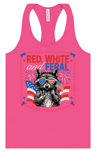Red, White, Feral Women's Racerback Tank