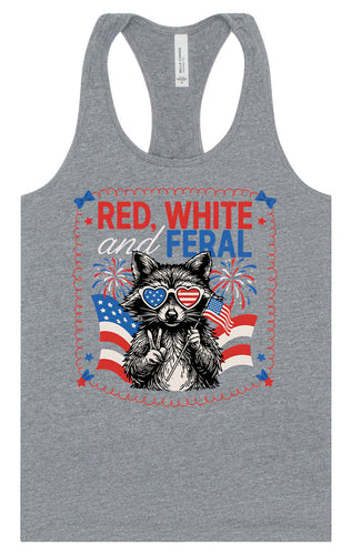 Red, White, Feral Women's Racerback Tank